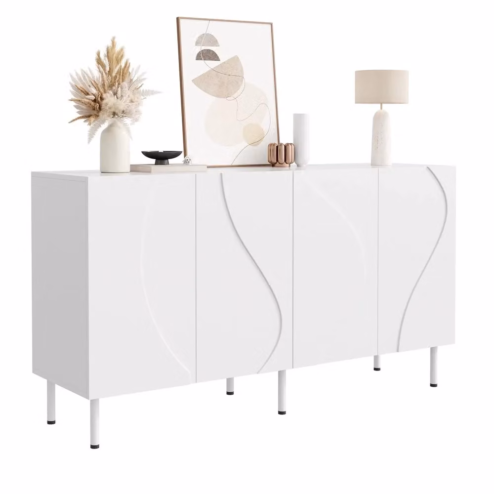 Consolle Moderna Minimal in MDF e Metallo Bianco L: 100 cm, P: 40 cm, H: 77,5 cm – 2