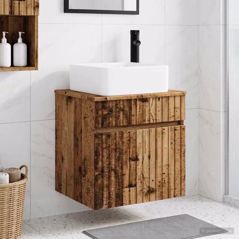 Mobile lavabo da parete vidaXL in legno color marrone antico L: 49 cm, P: 41 cm, H: 63 cm