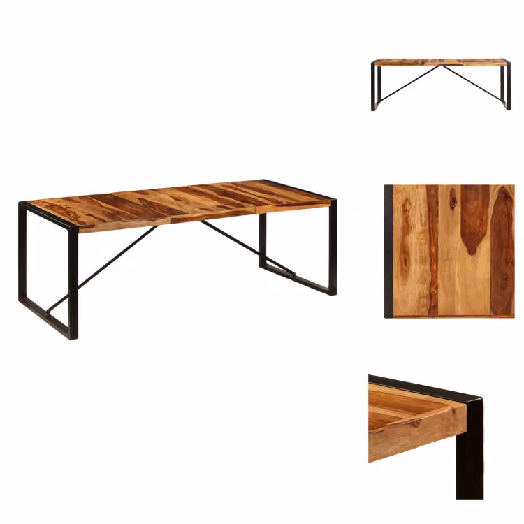 vidaXL Tavolo da pranzo 220 x 100 x 75 cm in legno massiccio - Tavoli da pranzo