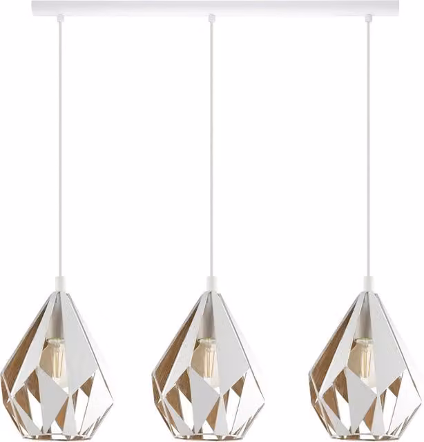 Lampadario a sospensione Eglo Carlton in metallo bianco e oro con 3 luci E27