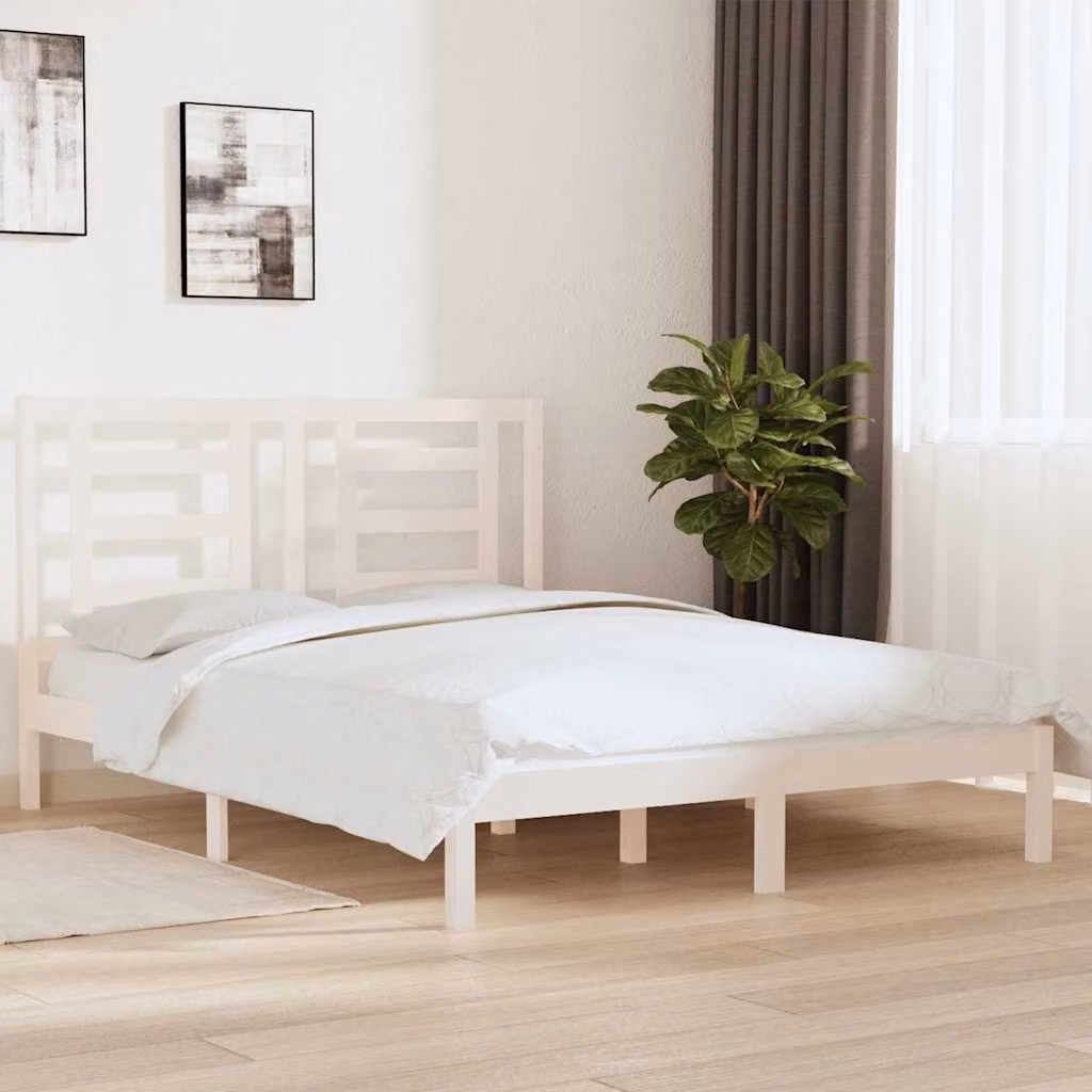 vidaXL Giroletto senza Materasso in Legno Massello di Pino Bianco L/P/H: 205.5 x 160 x 165.5 cm – 1