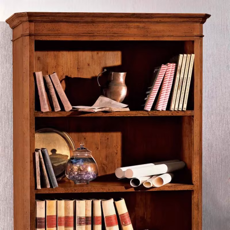 Libreria a giorno Mobili 2G in legno massello noce con 3 vani e 2 ante, L: 100 cm, P: 40 cm, H: 194 cm – 2