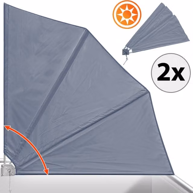 Set di 2 frangivista da balcone Detex in poliestere e acciaio, colore antracite, H: 140 cm x L: 140 cm