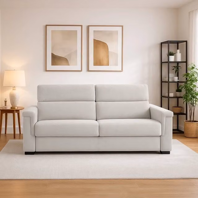 Divano Lapio a 2 posti Made in Italy con rivestimento sfoderabile in tessuto grigio, L: 185 cm, P: 95 cm, H: 100 cm