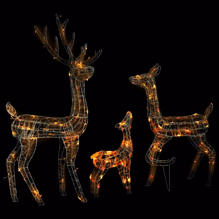 Famiglia di Renne di Natale 300 LED Colorati in Acrilico