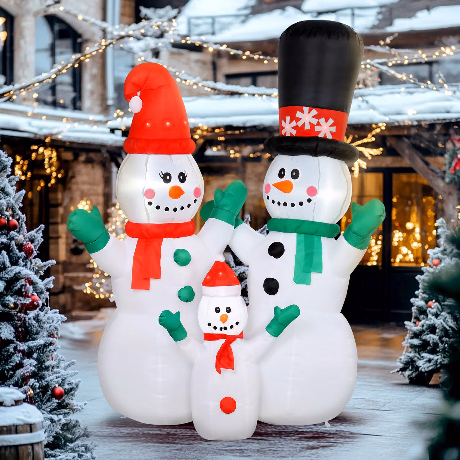 Outsunny Pupazzo di neve gonfiabile bianco con illuminazione LED per interno ed esterno, Altezza: 180 cm – 2