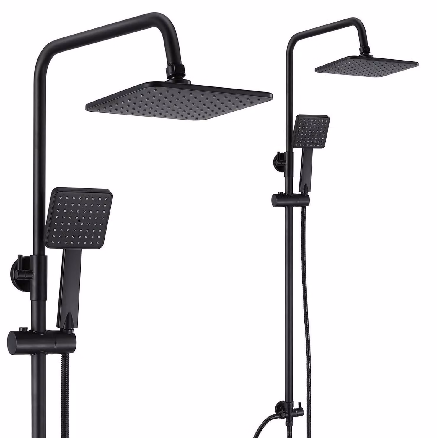 Set completo per rubinetto doccia con doccia a pioggia e soffione manuale, colore nero