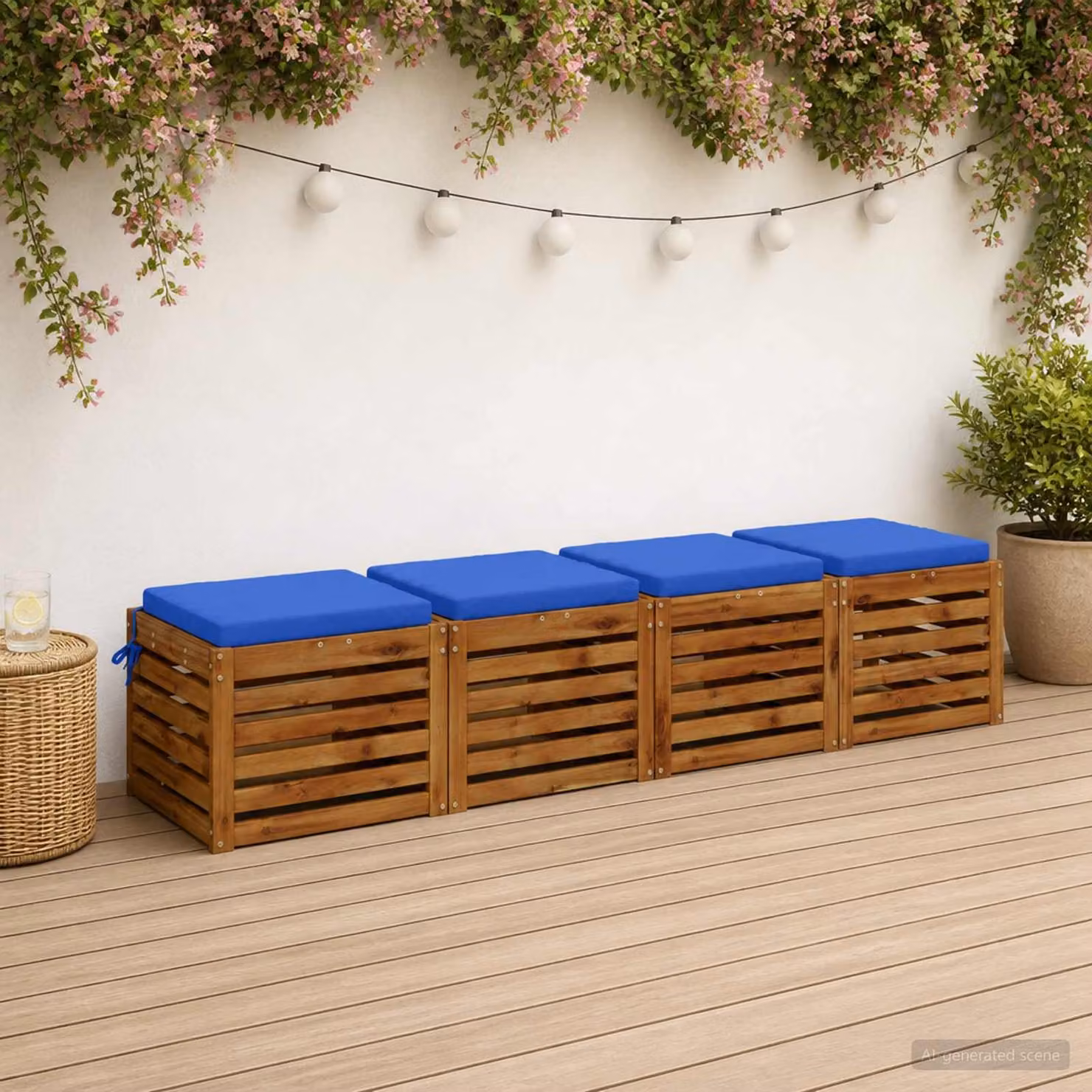 Set di 4 cuscini per sedia vidaXL SOEST blu in poliestere con fodera rimovibile e resistenza ai raggi UV