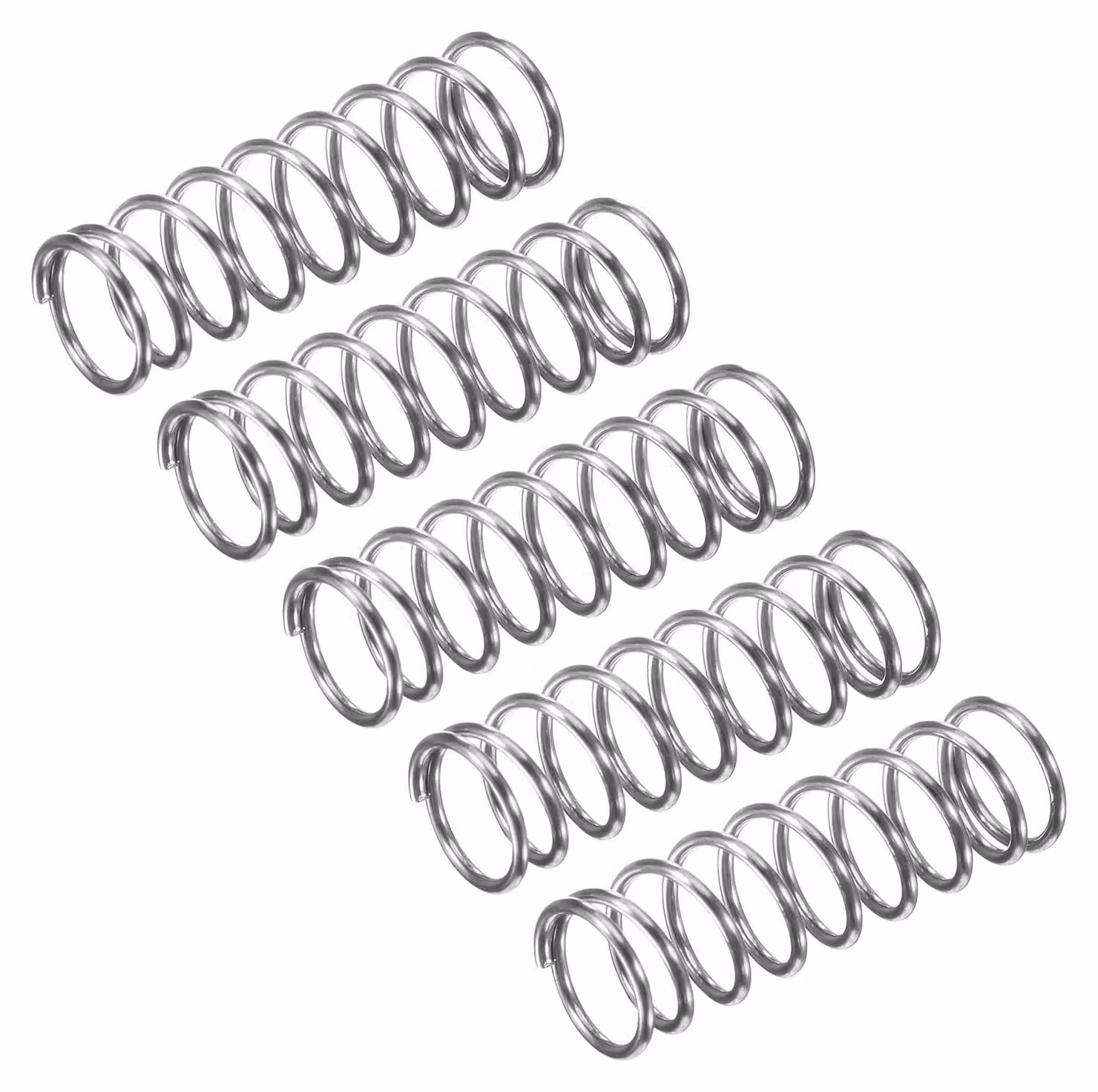 Molle a compression, 5 pezzi, diametro 8 mm, filo di 0,8 mm, lunghezza 25 mm, acciaio inossidabile