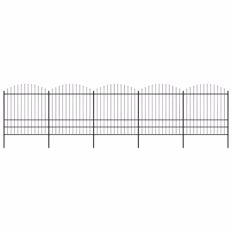 Recinzione da giardino vidaXL con punta a lancia in acciaio nero, L: 838 cm, H: 200 cm