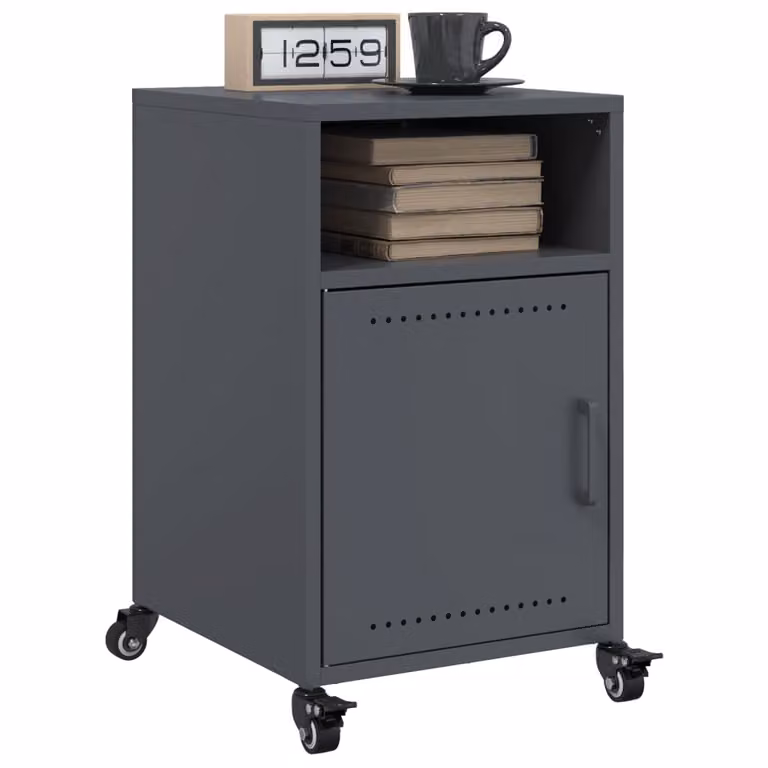 Set di 2 comodini vidaXL in metallo antracite opaco L/P/H: 36 x 39 x 59 cm
