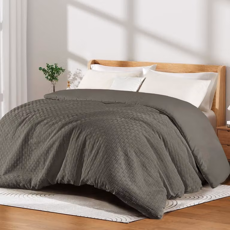 Copertura per letto, 200 x 200 cm, grigio scuro, alternativa al piumino, 300 g/m², per camera da letto