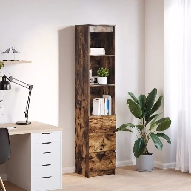 Credenza a parete vidaXL in legno color marrone, L/P/H: 37,5 x 35 x 180 cm – 1