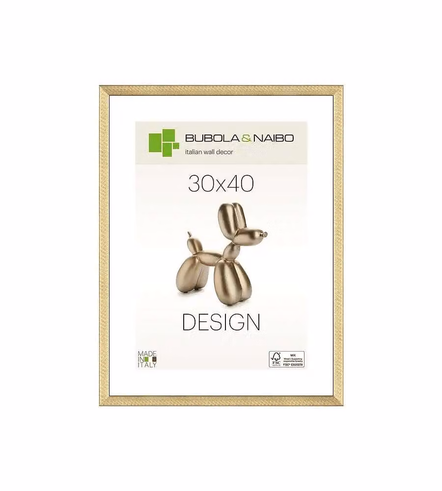 Cornice Maya 30x40 cm in legno e vetro color oro rettangolare