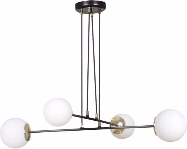 Lampadario a sospensione moderno Emibig OGNIS in metallo e vetro nero, dimmerabile, Ø 75 cm, con 4 lampadine E14 – 1