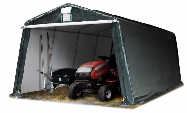 TOOLPORT Tendone Garage 3,3 x 6,2 m Verde, Costruzione Stabile in Acciaio con Telo PE Garage per Bicicletta
