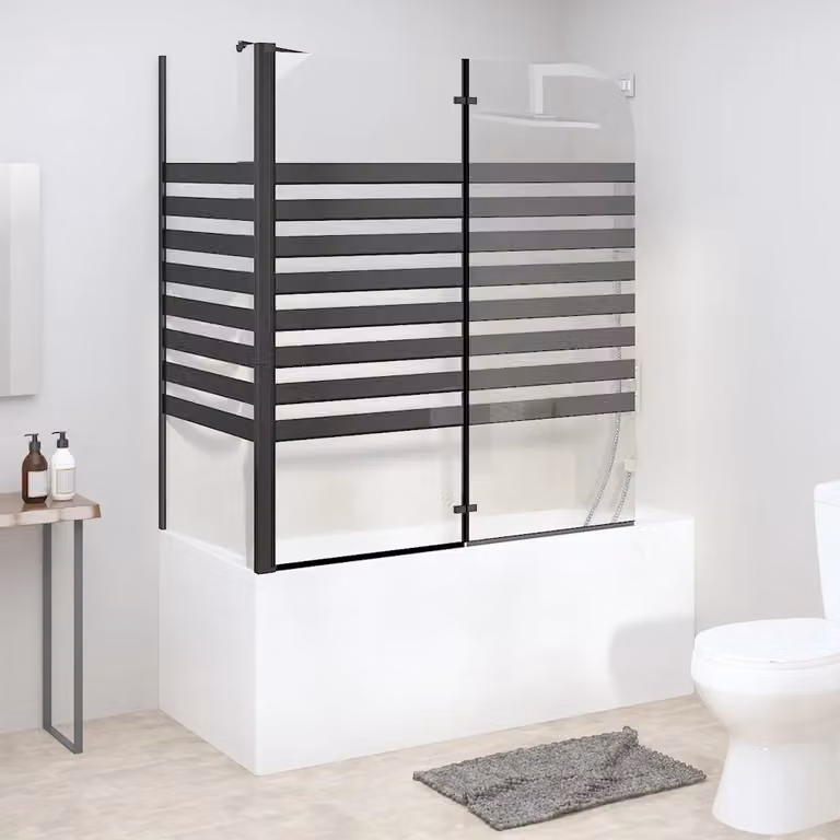 vidaXL Box Doccia Rettangolare Pieghevole in Vetro Temperato Trasparente con Profilo Nero L 120 cm, P 68 cm, H 130 cm