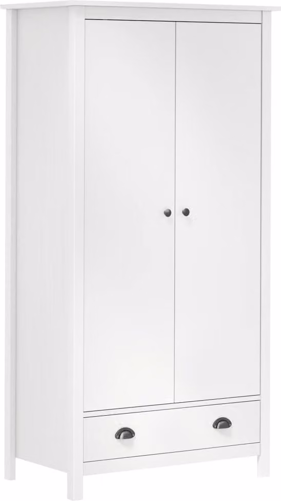 The Living Store Armadio a 2 ante Hill White 89x50x170 cm in legno di pino
