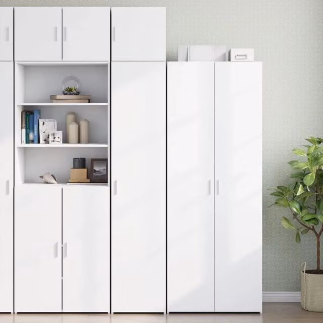 Mobile a parete moderno vidaXL bianco con ante e ripiani L/P/H: 40 x 42,5 x 225 cm