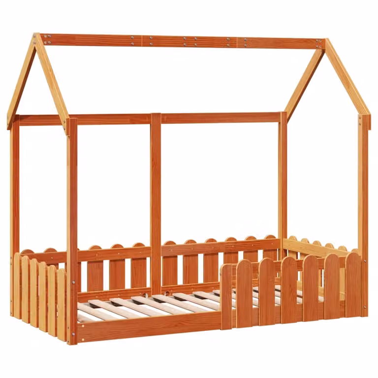 Maison Exclusive - Lettino a casetta marrone cera 80x160 cm in legno massello di pino