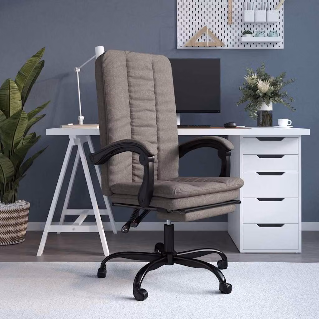 Poltrona da ufficio executive vidaXL reclinabile in tessuto beige e grigio con braccioli e ruote