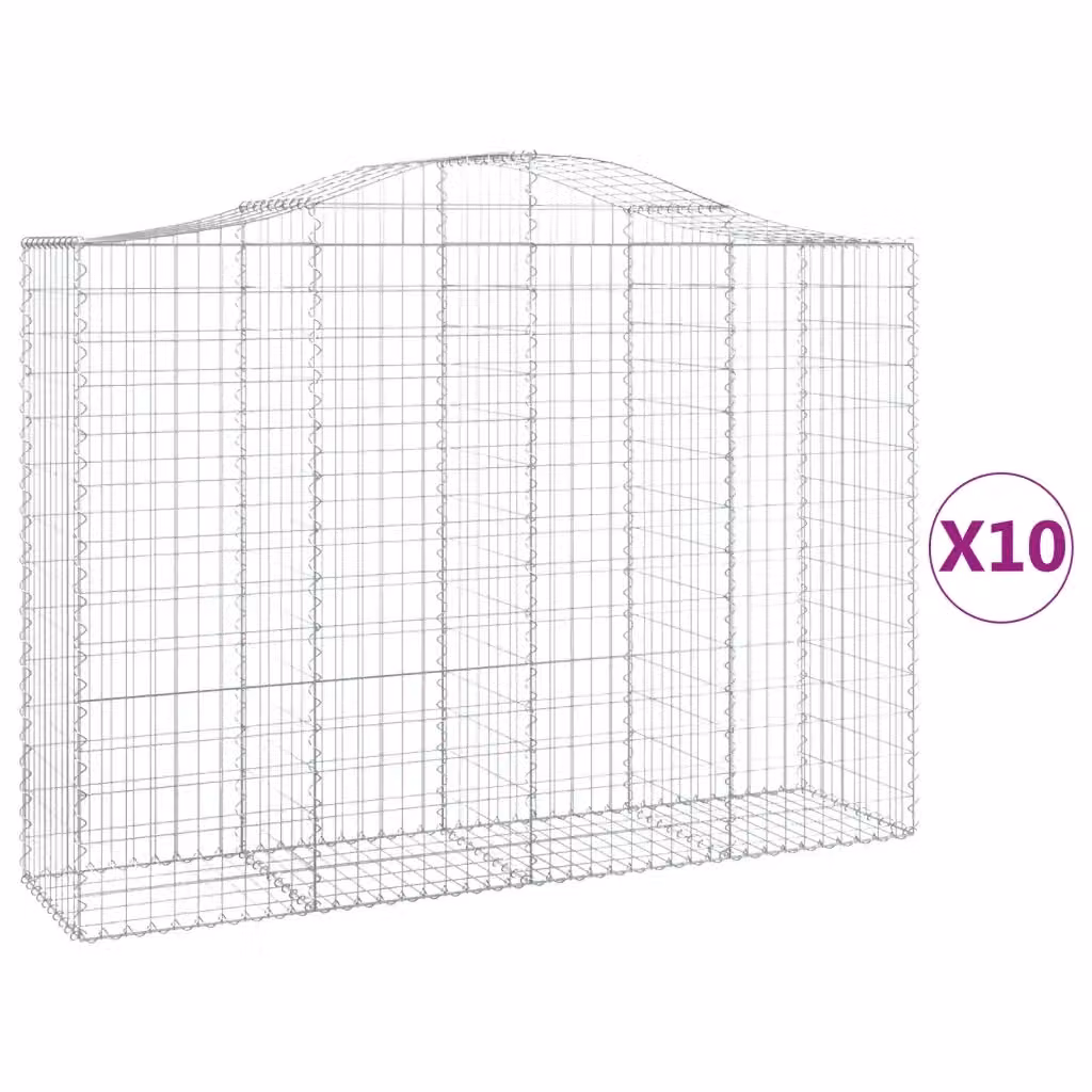 Set di 10 Cesti Gabbioni ad Arco vidaXL in Acciaio Zincato Argento L: 200 cm, P: 50 cm, H: 140-160 cm – 2