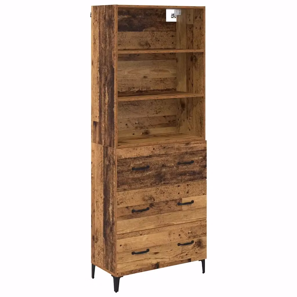 Credenza moderna vidaXL in legno vecchio e metallo, colore marrone, L: 69,5 cm, P: 34 cm, H: 180 cm – 2