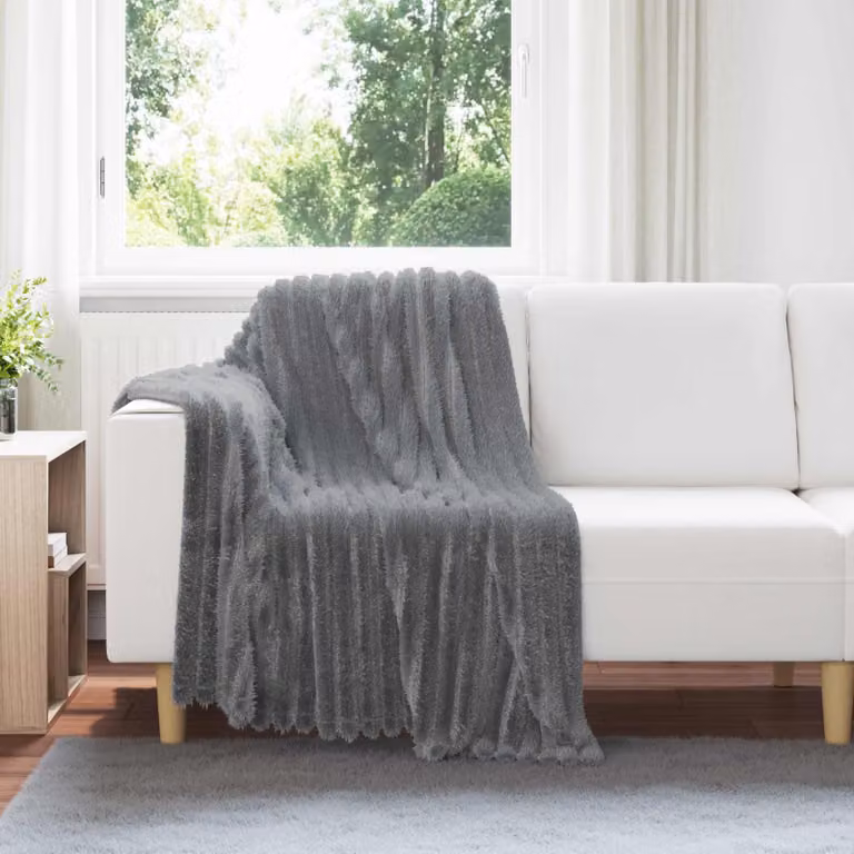 Set di 6 coperte in pile morbido vidaXL, colore grigio, L: 150 cm x P: 130 cm
