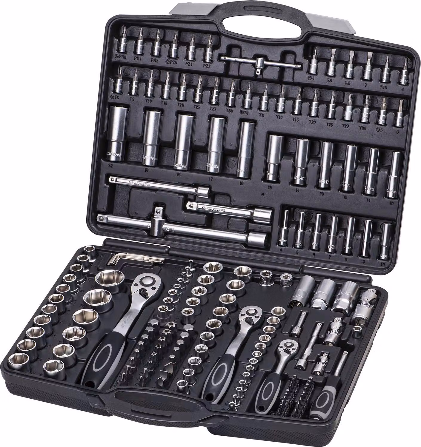 Set di chiavi a bussola WGB 3983 1/4" + 3/8" + 1/2" con cricchetti reversibili 171 pezzi
