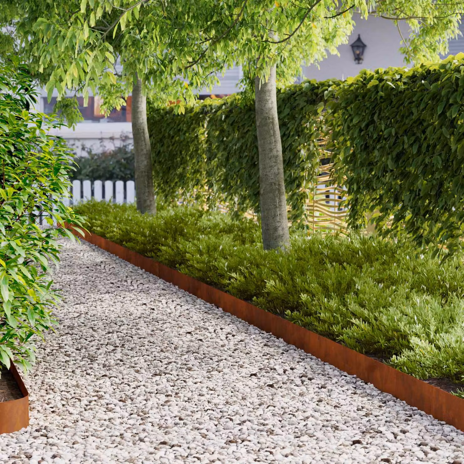 Set di 10 bordure per prato vidaXL in acciaio color ruggine, L: 102 cm, P: 10 cm, H: 4 cm