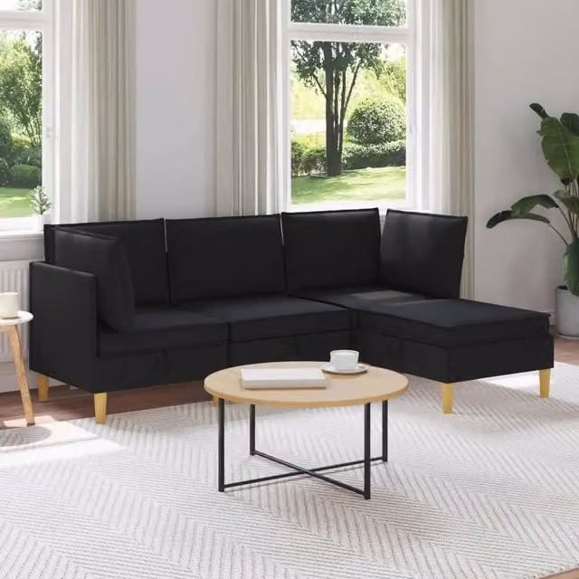 Set di divani modulari con spazio di archiviazione 4 pz Nero 3413685