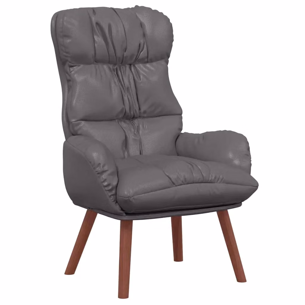 Poltrona Relax Moderna in Pelle Artificiale Grigia con Braccioli DESIGN IN L/P/H: 69 x 41 x 93 cm – 2