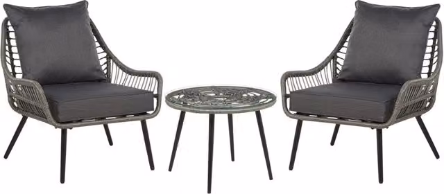 Set da Balcone con Tavolino e 2 Sedie in Finto Rattan Beige con Cuscini da esterno giardino terrazzo balcone