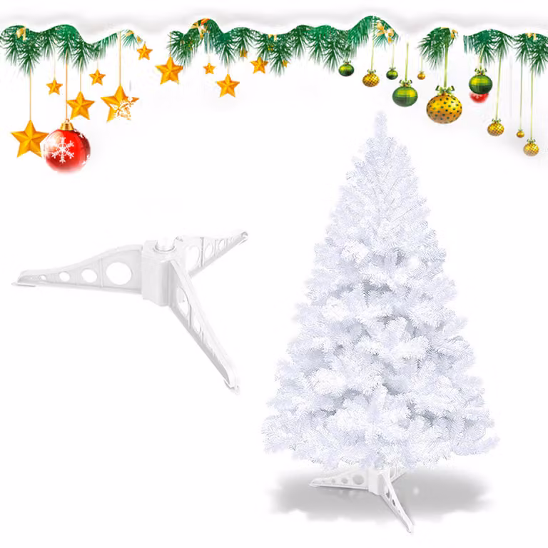 Jayseuw 120cm albero di Natale artificiale, albero di Natale con supporto in metallo, albero di Natale 220 punte aghi in PVC, albero di Natale artificiale sistema pieghevole bianco