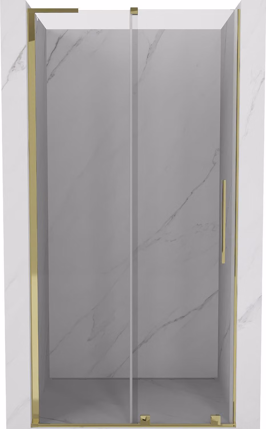 Mexen Velar L porta doccia scorrevole 120 cm, trasparente, dorato - 871-120-003-01-50