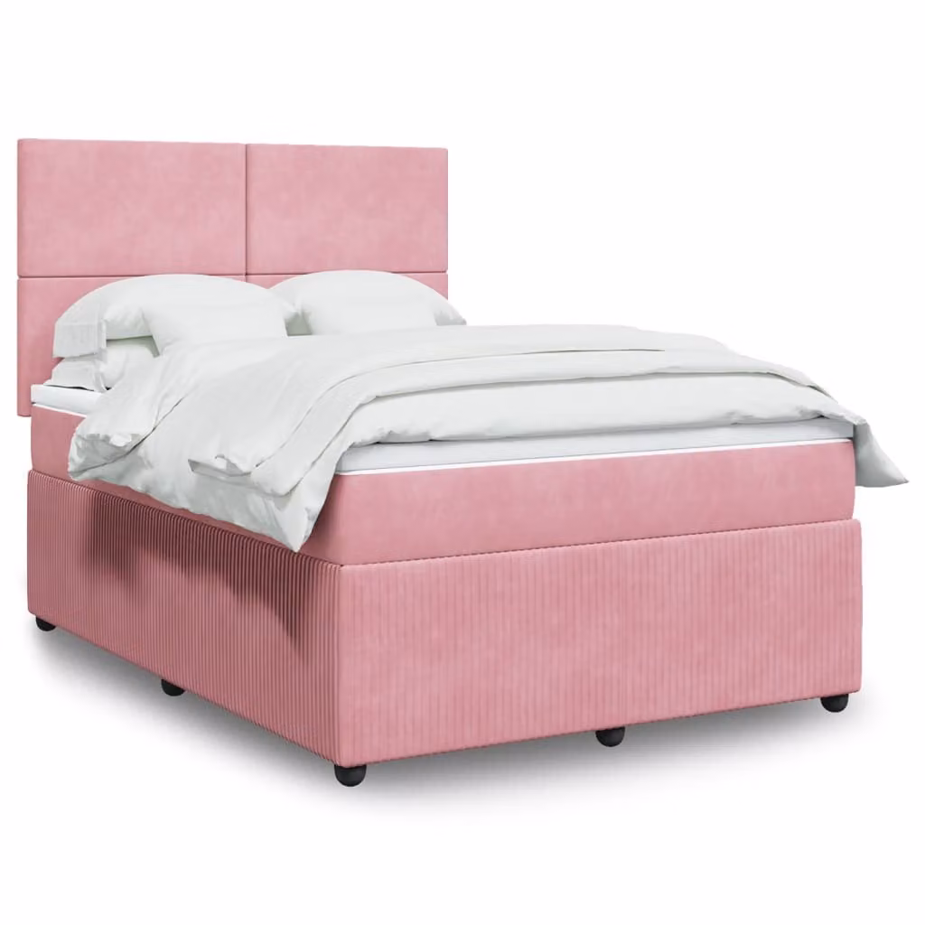 Maison Exclusive - Letto boxspring con materasso Rosa 160x200 cm Velluto