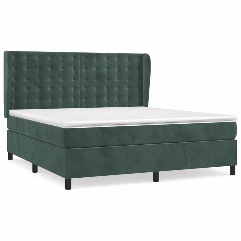 Giroletto a Molle con Materasso Verde Scuro 160x200 cm Velluto