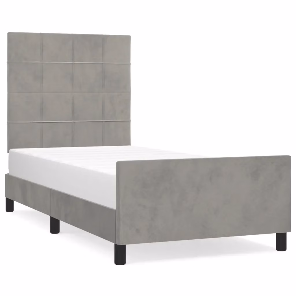 Giroletto senza Materasso vidaXL in Velluto Grigio con Struttura in Legno L 90 x P 190 cm – 2