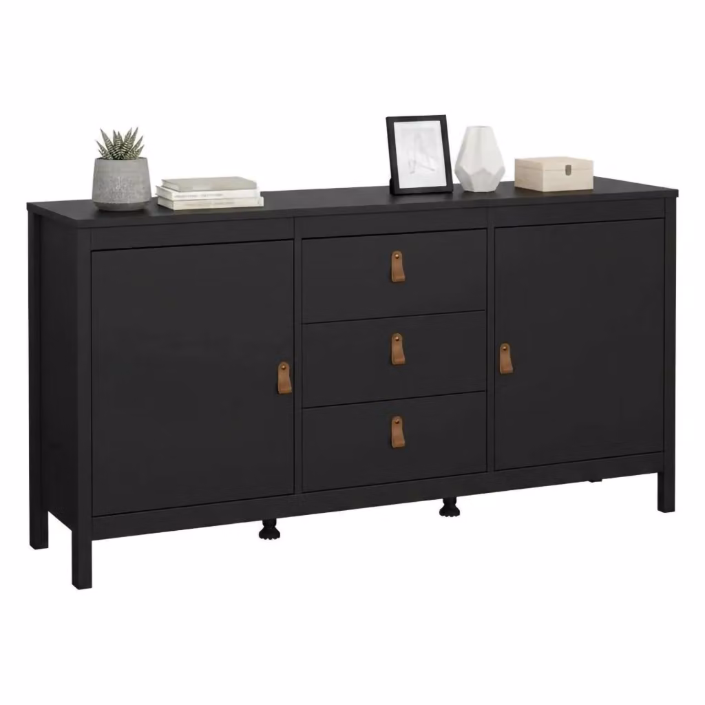 Credenza Whitney DMORA, Buffet e Madia da Soggiorno o Cucina, Nero Opaco, L 151 x P 38 x H 80 cm – 2