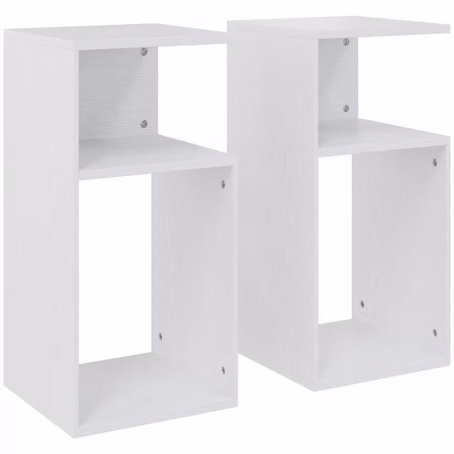 Set di 2 tavolini da salotto moderni HOMCOM con ripiano aperto, colore bianco
