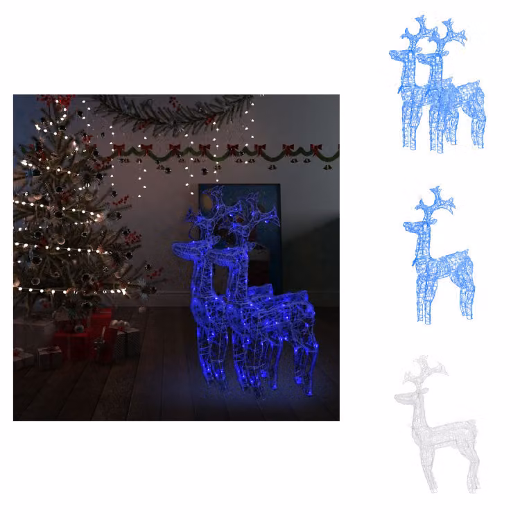 vidaXL Renna decorazione natalizia 2 pezzi 60x16x100 cm acrilico - Luci di Natale