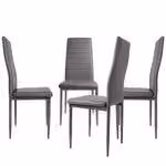 Set di sedie da pranzo, disponibili in confezioni da 2, 4, 6 o 8 pezzi. Sedie per cucina, soggiorno, rivestite in ecopelle. Colore: grigio. Set: 4 pezzi