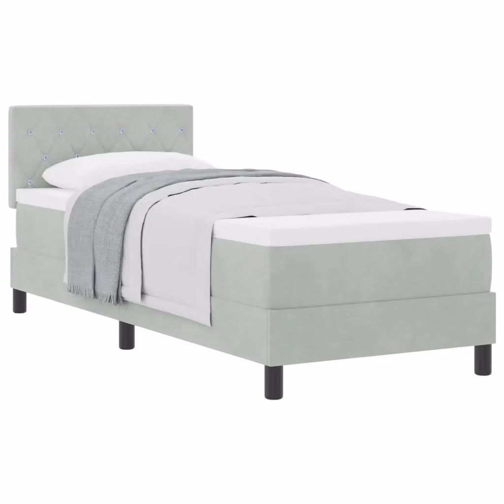 Letto a molle con materasso vidaXL in velluto grigio, L 80 x P 200 cm – 2