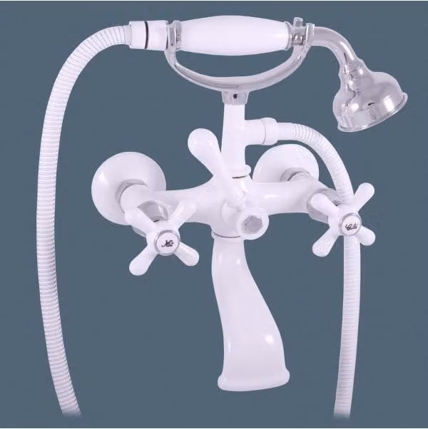 Miscelatore vasca MORAVA RETRO in ottone bianco cromato