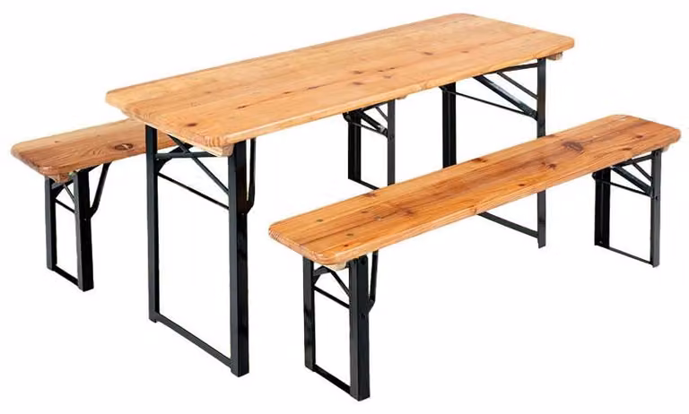 Set da giardino a 3 pezzi BBK-110, 110 cm, color naturale