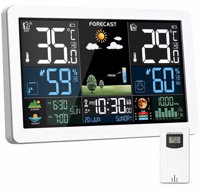Stazione meteorologica con sensore esterno, display wireless e a colori