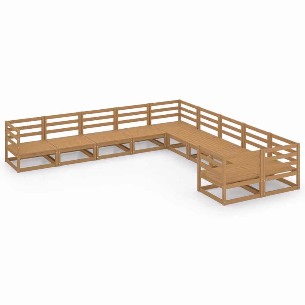 vidaXL Set da salotto da giardino da 10 pezzi in legno di pino massiccio