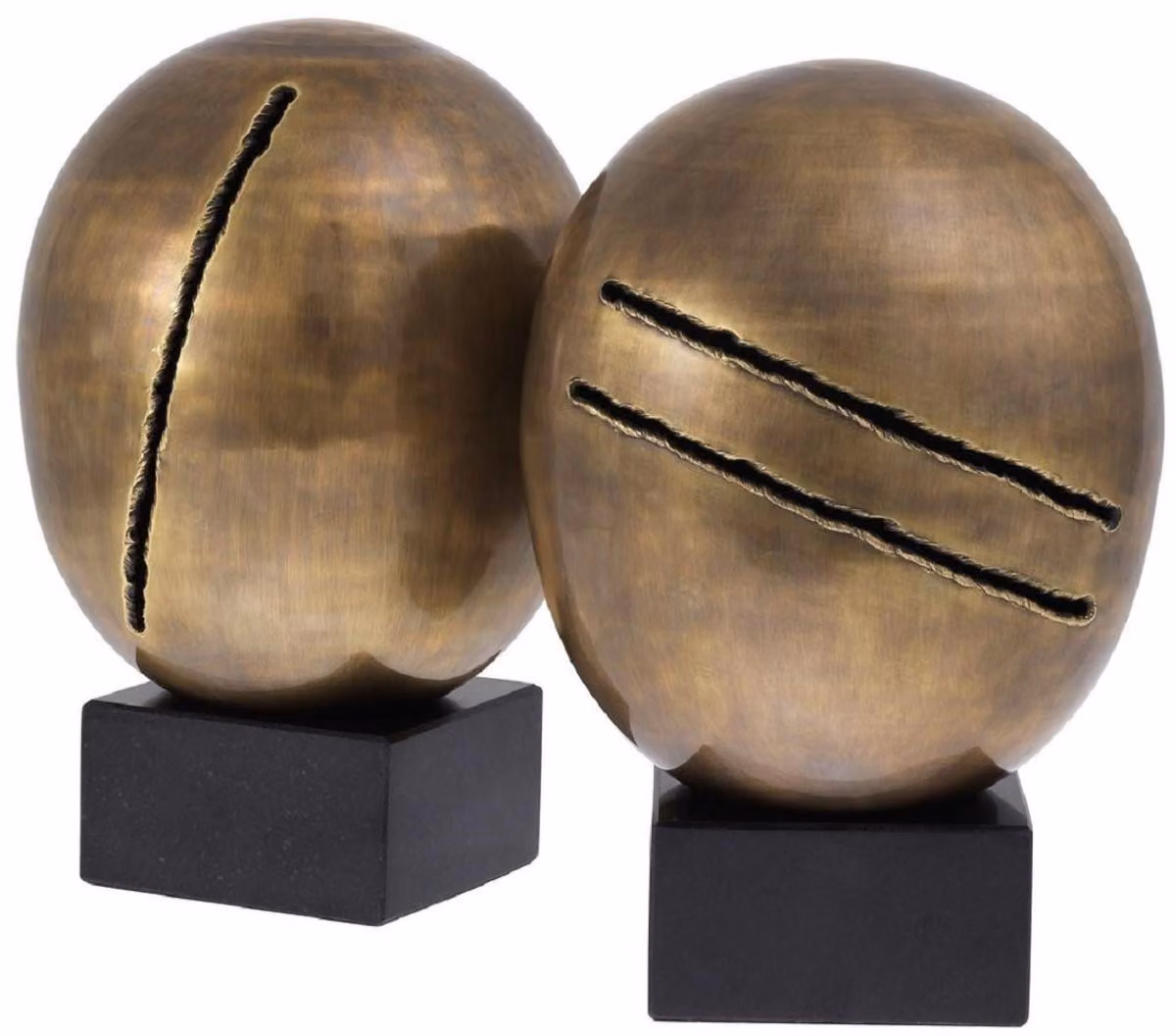 Casa Padrino set di oggetti decorativi colori ottone vintage / nero Ø 20 x H. 32 cm - Decorazione ufficio - Decorazione scrivania - Decorazione soggiorno - Collezione lusso