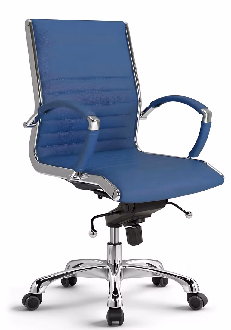 VERSEE Montreal sedia da ufficio in pelle blu - sedia da scrivania che favorisce la schiena, sedia girevole ergonomica con rivestimento di alta qualità, ideale per l'ufficio e l'home office, fino a 150 kg