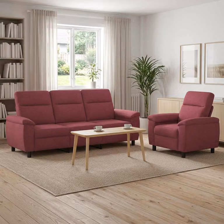 Set di 2 divani moderni vidaXL in tessuto rosso con struttura in metallo per il tuo soggiorno